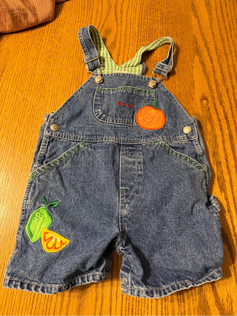 Vintage Baby Gap denim overalls with fruit patches 1990s